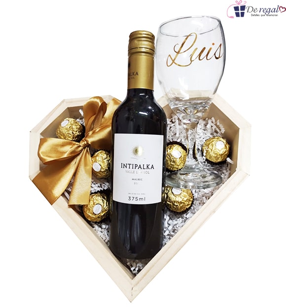 Box Regalos Hombre Mujer Vino 375ml. Personalizada