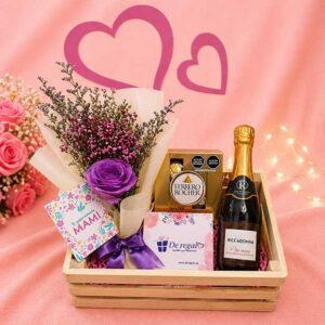 regalo para mama con vino flores y chocolates delivery Lima